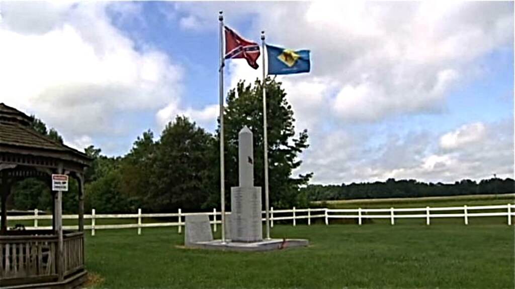 Marvel Carriage Museum The Confederate flag and monument at the Marvel Carriage Museum. (WHYY file)