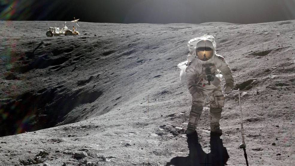 Astronaut Charlie M. Duke Jr., lunar module pilot of the Apollo 16 lunar landing mission, is photographed collecting lunar samples during the first Apollo 16 extravehicular activity at the Descartes landing site. Astronaut Charlie M. Duke Jr., lunar module pilot of the Apollo 16 lunar landing mission, is photographed collecting lunar samples during the first Apollo 16 extravehicular activity at the Descartes landing site. (John W. Young/NASA)