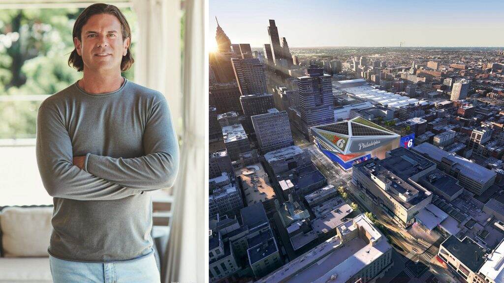 davidadelman-sixersaren-1024×576 76 Devcorp chair David Adelman and a rendering showing the proposed Center City arena. (Darco Capital; 76 Place)