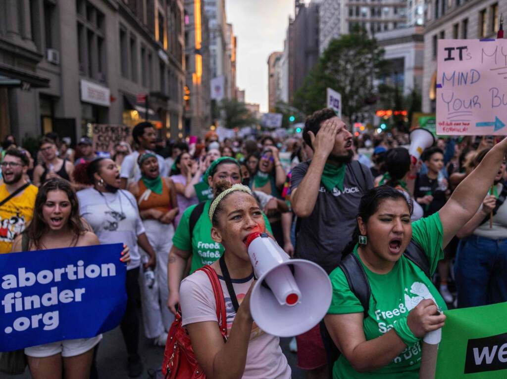 US-JUSTICE-COURT-ABORTION Abortion rights activists march from Washington Square Park to Bryant Park in protest of the overturning of Roe v. Wade