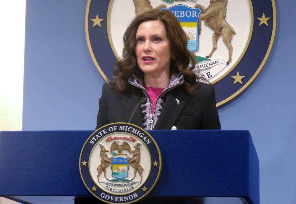 Gretchen Whitmer FILE - Michigan Gov. Gretchen Whitmer speaks at a news conference on March 11, 2022, at the governor's office in Lansing, Mich. Two men accused of crafting a plan to kidnap Whitmer in 2020 and ignite a national rebellion are facing a second trial with jury selection starting Tuesday, Aug. 9, 2022, months after a jury couldn't reach a verdict on the pair while acquitting two others in the case. (AP Photo/David Eggert, File)
