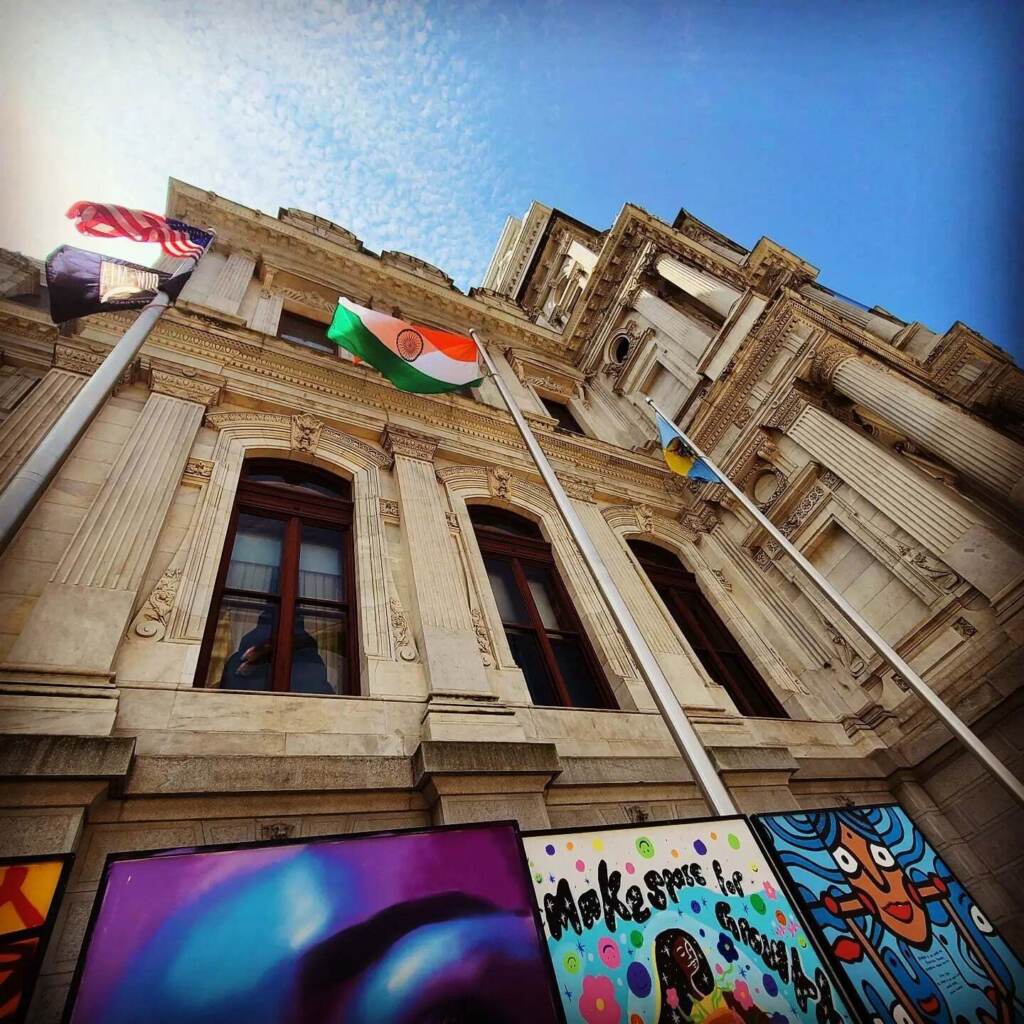 The Indian flag raised at Philadelphia City Hall. (CIO)