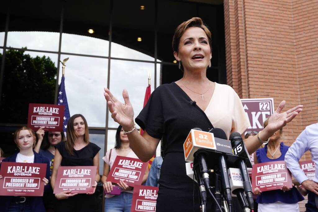 Election 2022 Arizona Governor Kari Lake speaks at a news conference