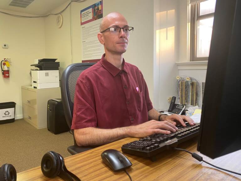 Michael Colluccio works on a team that answers 988 calls