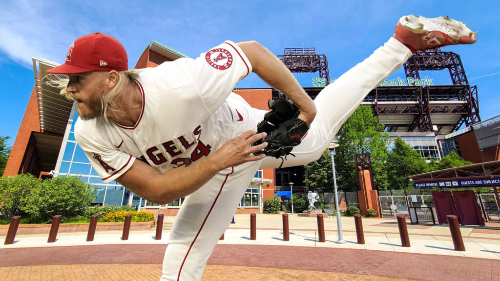 noahsnydergaard-citizensbankpark A photo of Noah Snydergaard is superimposed on an image of Citizens Bank Park