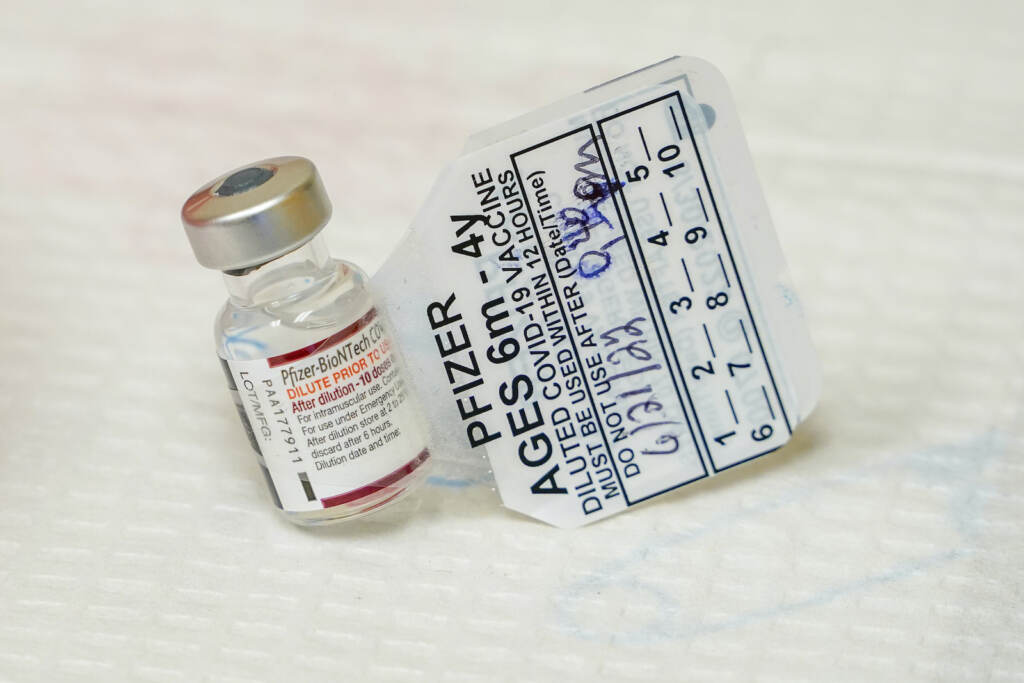 Virus Outbreak-Pfizer-Kids A vial of the Pfizer COVID-19 vaccine for children 6 months through 4 years old