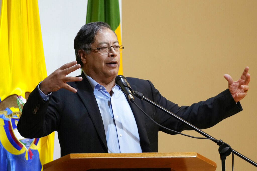 Colombia Petro Colombia's President-elect Gustavo Petro speaks to students at Externado University in Bogota, Colombia, Tuesday, July 26, 2022. Petro gave a talk to students at his alma mater where he studied economics, ahead of his Aug. 7 inauguration.
