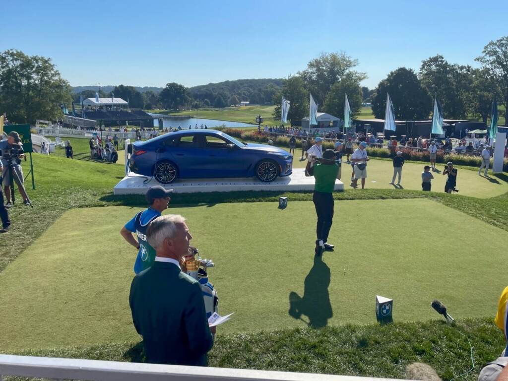 Harold Verner III was the first player to tee off Thursday. (Cris Barrish/WHYY)