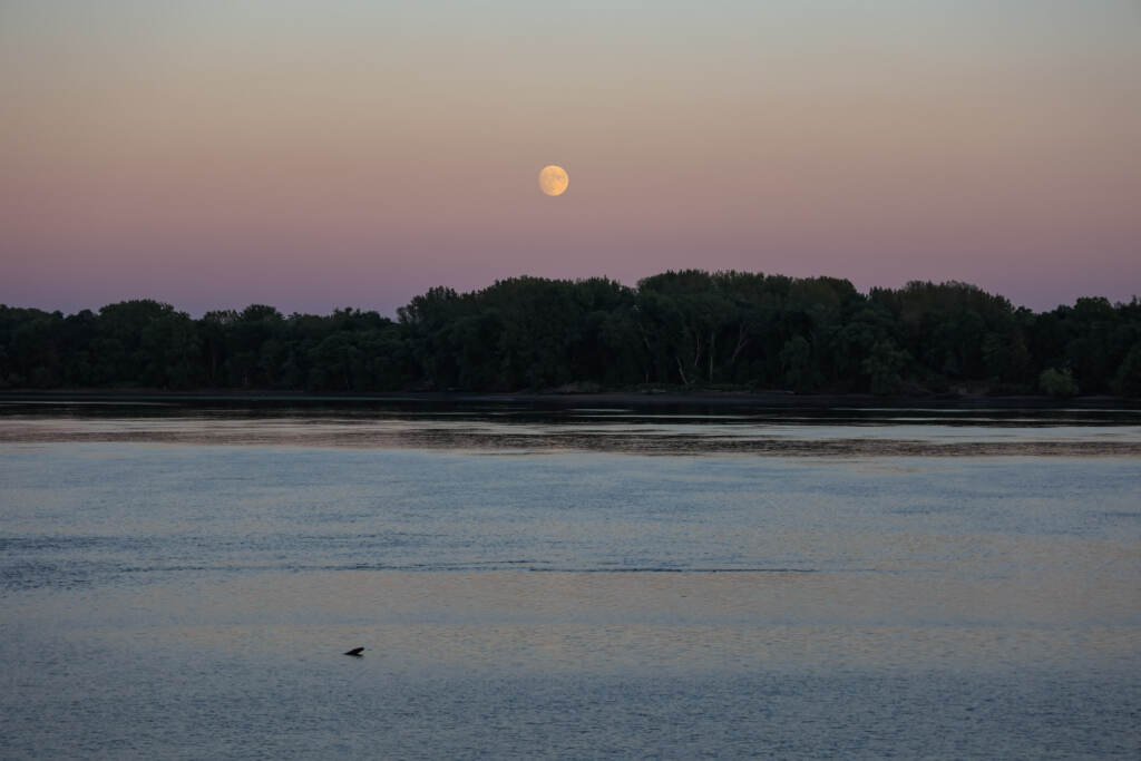 09 08 2022 k paynter moon rise delaware river glen foerd philadelphia File photo: The sun sets over the Delaware River. (Kimberly Paynter/WHYY)