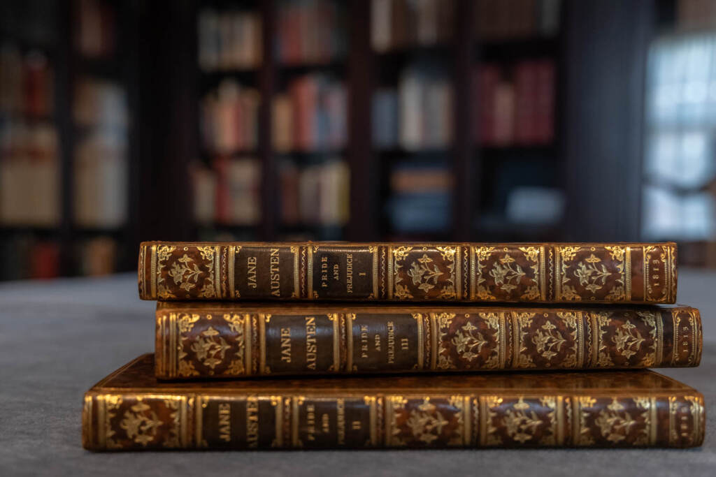 The Rosenbach’s 1813 edition of Pride and Prejudice. (Kimberly Paynter/WHYY) The Rosenbach’s 1813 edition of Pride and Prejudice. (Kimberly Paynter/WHYY)