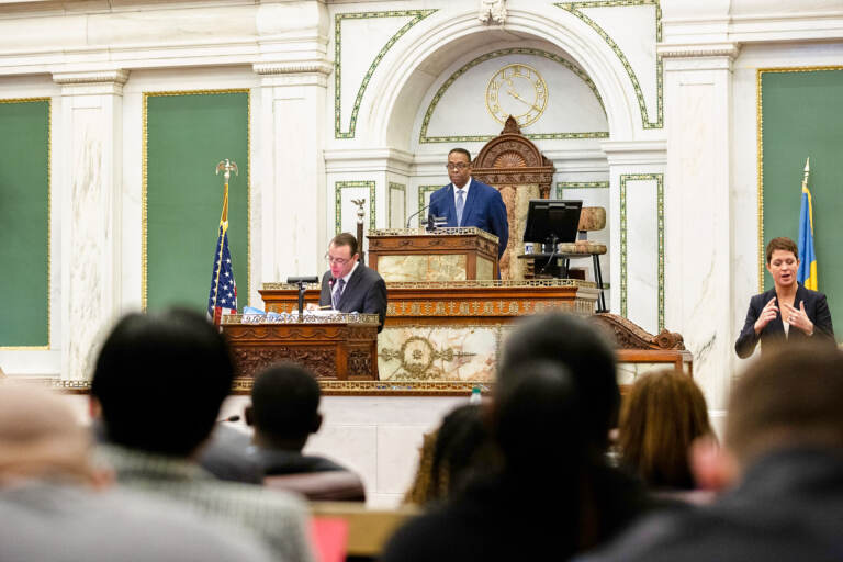 Council President Darrell Clarke is seen inside the chamber