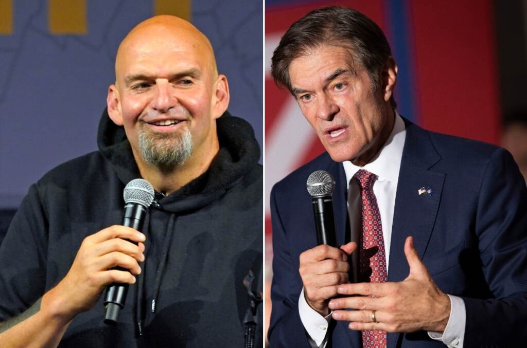 fetterman-oz-collage-2 Pennsylvania Lt. Gov. John Fetterman (left) and Dr. Mehmet Oz. (AP Photos/Gene J. Puskar/Ryan Collerd)