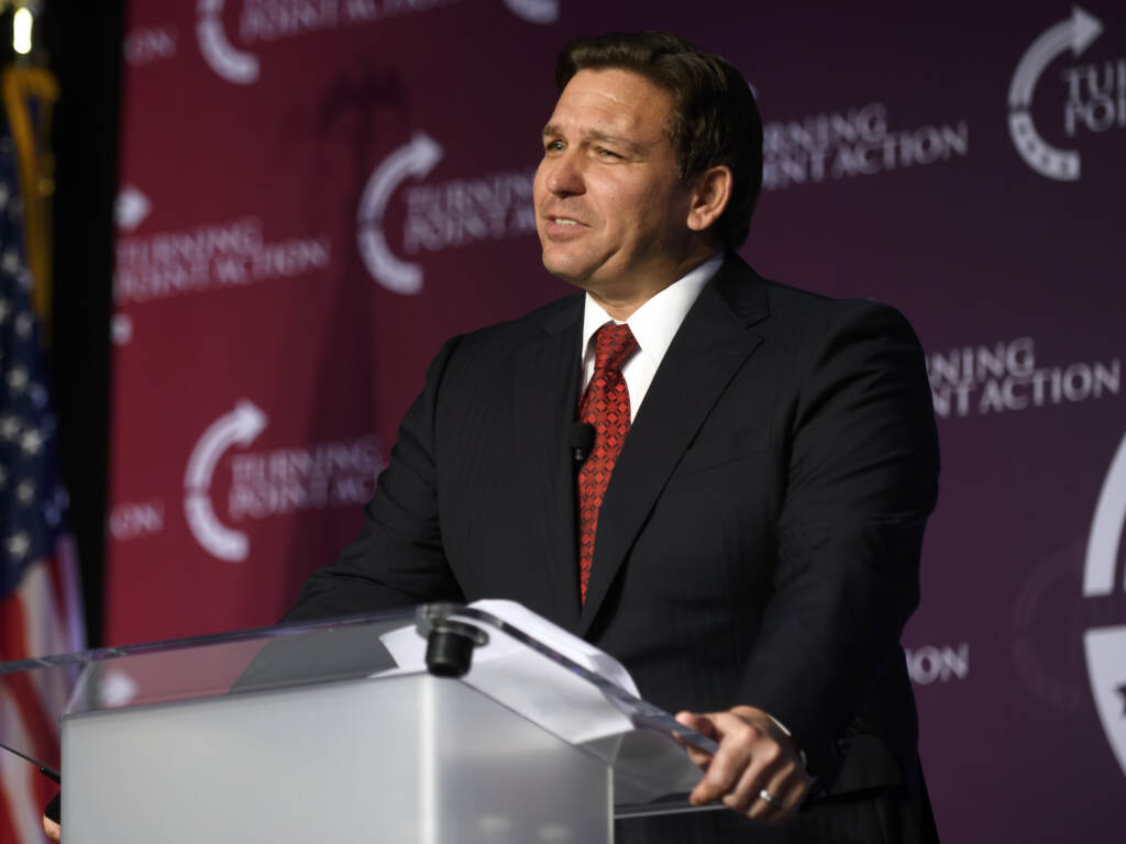 Florida Gov. Ron DeSantis’ flight that took 50 migrants to Martha’s Vineyard, Mass., is being investigated by the Bexar County Sheriff’s Office in Texas. The migrants were flown from Texas to Florida and then on to Martha’s Vineyard. Here, DeSantis speaks at a rally on Aug. 19 in Pittsburgh. Florida Gov. Ron DeSantis' flight that took 50 migrants to Martha's Vineyard, Mass., is being investigated by the Bexar County Sheriff's Office in Texas. The migrants were flown from Texas to Florida and then on to Martha's Vineyard. Here, DeSantis speaks at a rally on Aug. 19 in Pittsburgh. (Jeff Swensen/Getty Images)