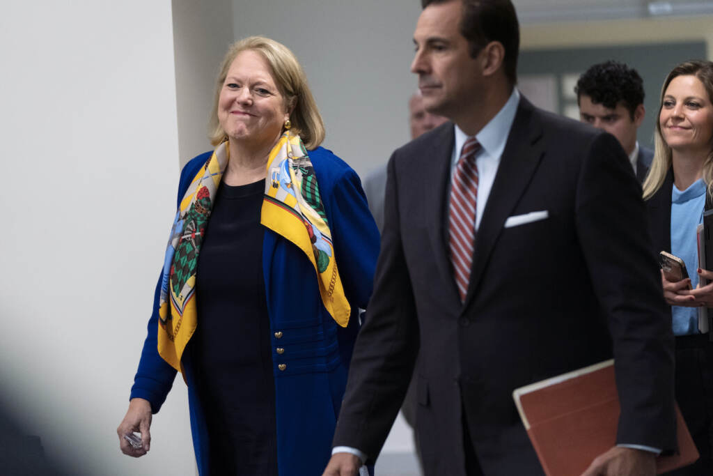 Ginni Thomas Conservative activist Virginia 'Ginni' Thomas, walks during a break in a voluntary interview with the House panel investigating the Jan. 6 insurrection, at Thomas P. O'Neill Jr. House Office Building, Thursday, Sept. 29, 2022, in Washington. The committee has for months sought an interview with Thomas in an effort to know more about her role in trying to help former President Donald Trump overturn his election defeat. She texted with White House chief of staff Mark Meadows and contacted lawmakers in Arizona and Wisconsin in the weeks after the election. (AP Photo/Manuel Balce Ceneta)