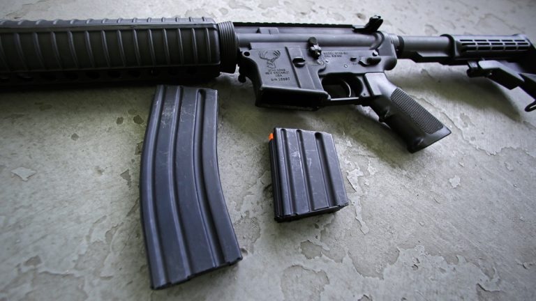 gun-magazines-delaware A close-up of two different kinds of gun magazines.