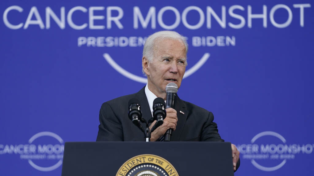 Joe Biden President Joe Biden speaks on the cancer moonshot initiative at the John F. Kennedy Library and Museum, Monday, Sept. 12, 2022, in Boston. (AP Photo/Evan Vucci)
