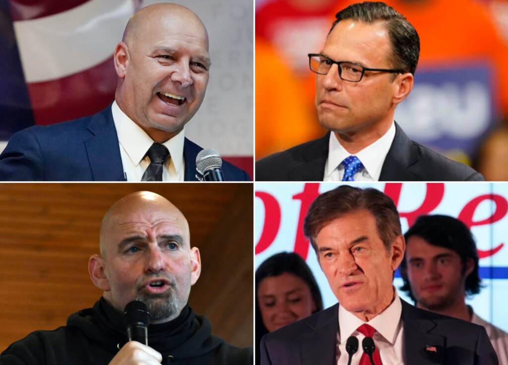 From top left clockwise: Doug Mastriano, Josh Shapiro, Mehmet Oz, John Fetterman (AP Photos)