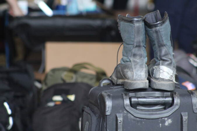 Pennsylvania Task Force 1 gets their equipment ready ahead of deploying to South Carolina to aid potential victims of Hurricane Ian on Sep. 28, 2022. (Cory Sharber / WHYY)