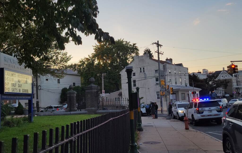 roxborough-high-school-shooting-c-sharber-2022-09-27-4 File photo:Philadelphia Police were on the scene at Roxborough High School following a deadly shooting Tuesday afternoon. (Cory Sharber/WHYY)