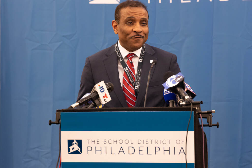 10 04 2022 k paynter 100 days superintendent watlington _-3 Philadelphia School District Superintendent Dr. Tony Watlington reported findings from his first 100 days on the job at a press conference on October 4, 2022. (Kimberly Paynter/WHYY)