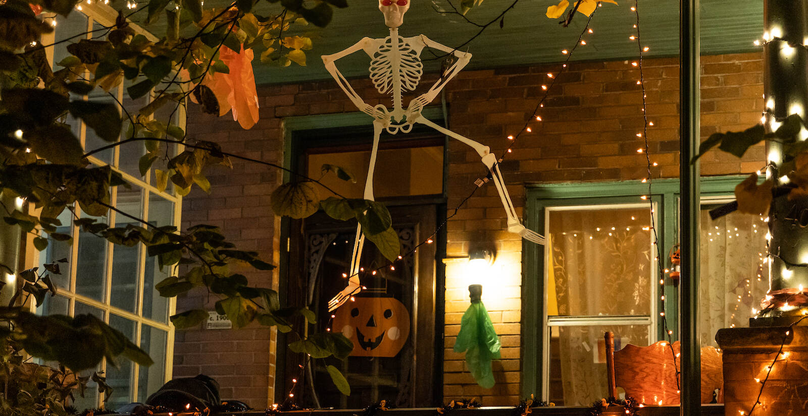 A skeleton is seen dancing from a West Philly porch