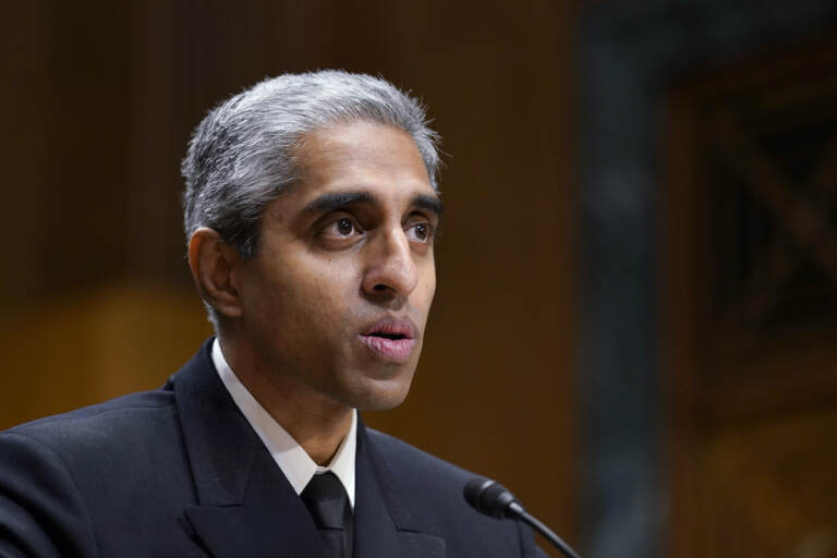File photo: Surgeon General Dr. Vivek Murthy testifies before the Senate Finance Committee on Capitol Hill in Washington. (AP Photo/Susan Walsh)