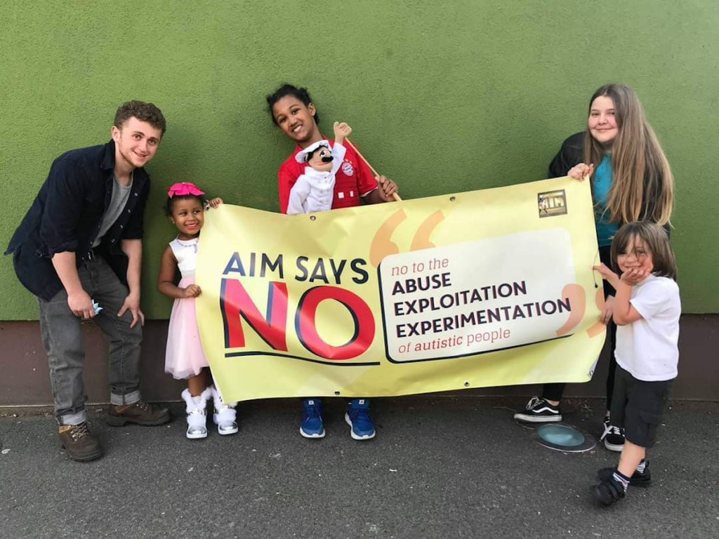 Autistic Inclusive Meets Members of Autistic Inclusive Meets (AIM), an autistic-led organization based in London that fights for the rights of autistic people. AIM strongly opposes the use of ABA. (Emma Dalmayne/AIM)