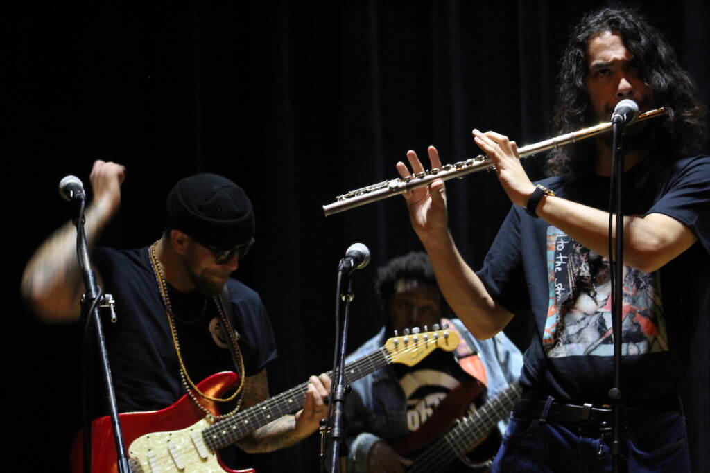Mobbluz combined jazz and samples from an MPC to rock the Clef Club of Jazz on Oct. 25, 2022. (Cory Sharber/WHYY)
