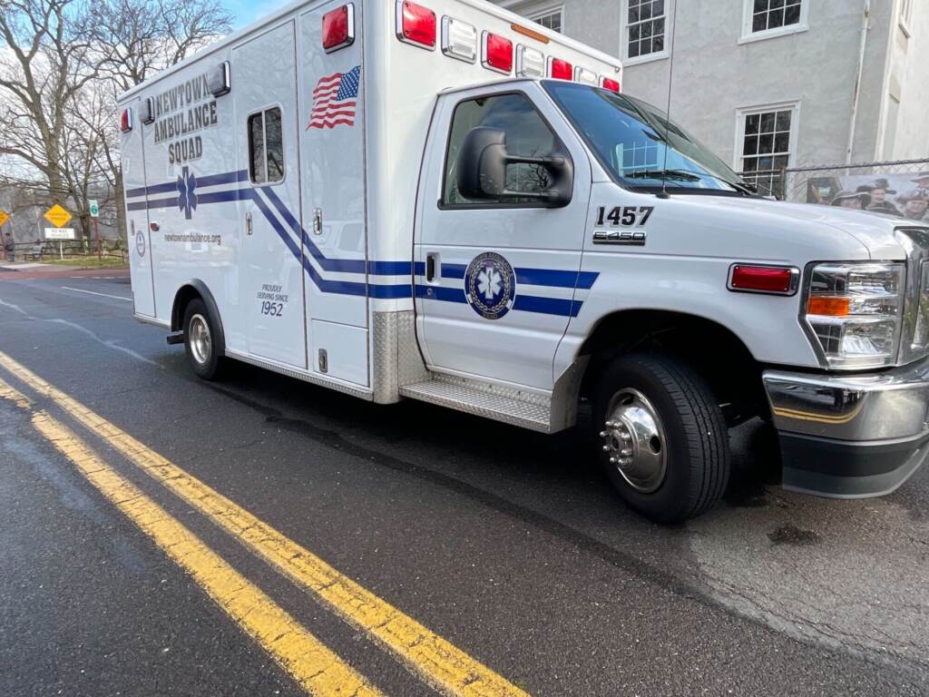 IMG_2764 A Newtown, Bucks County, ambulance. The ambulance squad that serves Newtown Borough and Newtown Township in Bucks County is facing the same financial issues as other emergency medical services across the Philadelphia suburbs and the commonwealth. (Courtesy of Newtown Ambulance Squad)