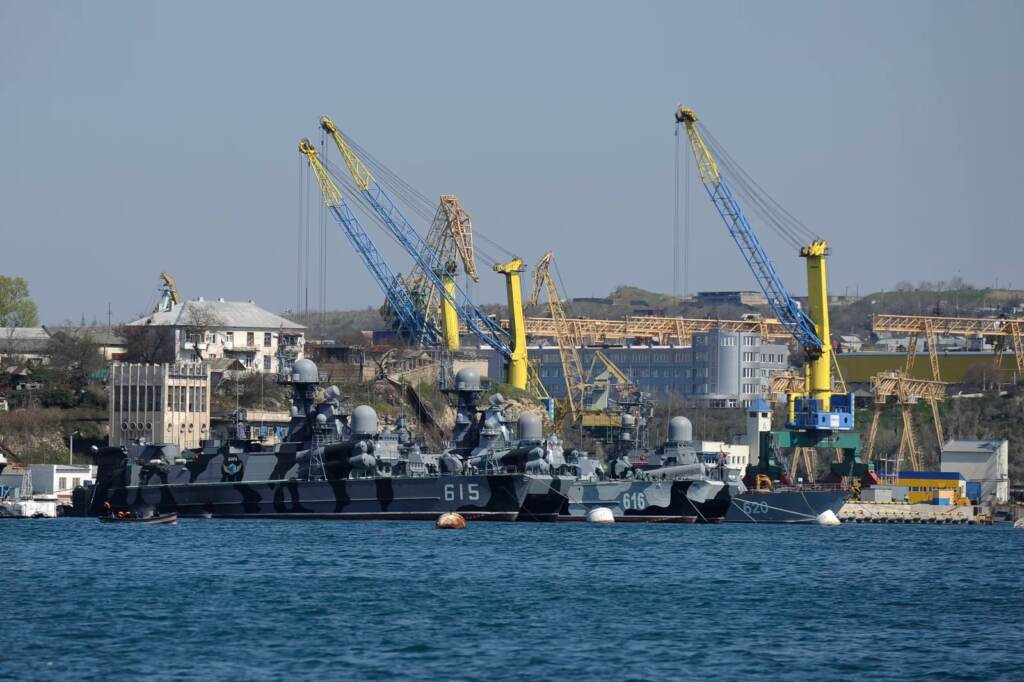 ap22302448221443_custom-adb704090023d77b80a9c168752ad323fc1bfa65-s1600-c85 Russian Black Sea fleet ships are anchored in one of the bays of Sevastopol, Crimea, on March 31, 2014. (AP Photo, File)