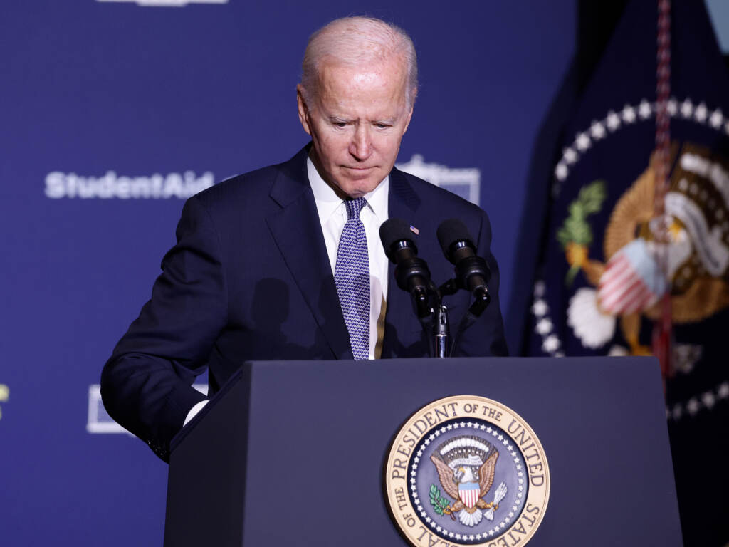 President Biden speaks about student debt relief at Delaware State University in Dover on Friday. President Biden speaks about student debt relief at Delaware State University in Dover on Friday. (Anna Moneymaker/Getty Images)