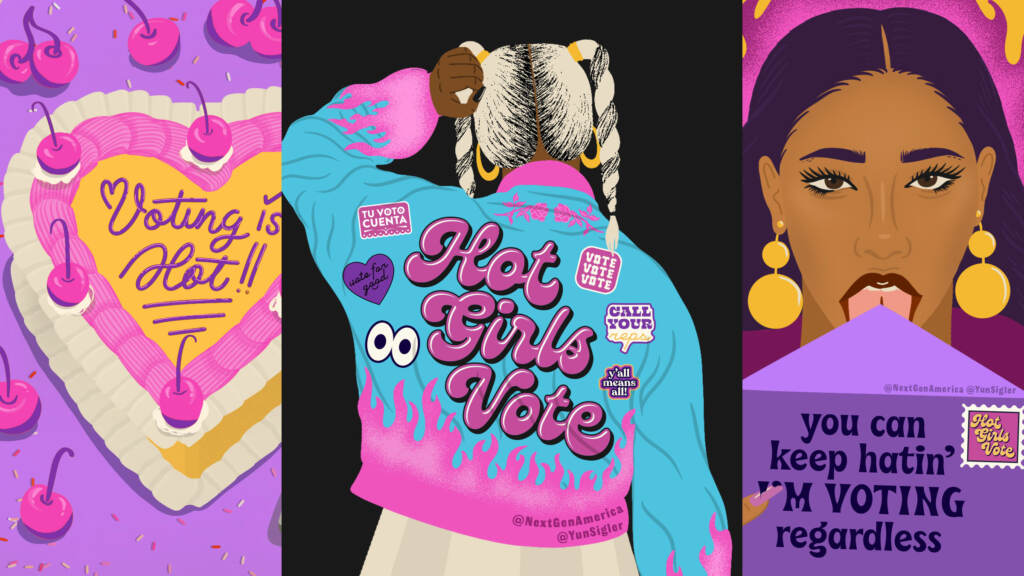 hotgirlsvote A graphic displays someone wearing a jacket that reads,
