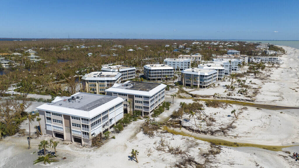 Tropical Weather Florida An aerial view of flooding and desctruction on Sanibel Island in Florida.