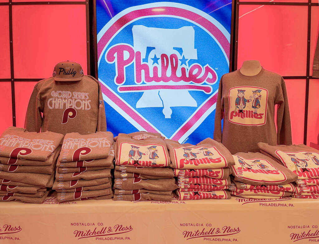 Merchandise on display at Mitchell & Ness.
