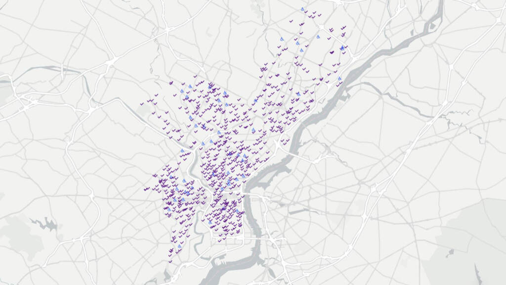A map of polling places in Philly on Election Day.