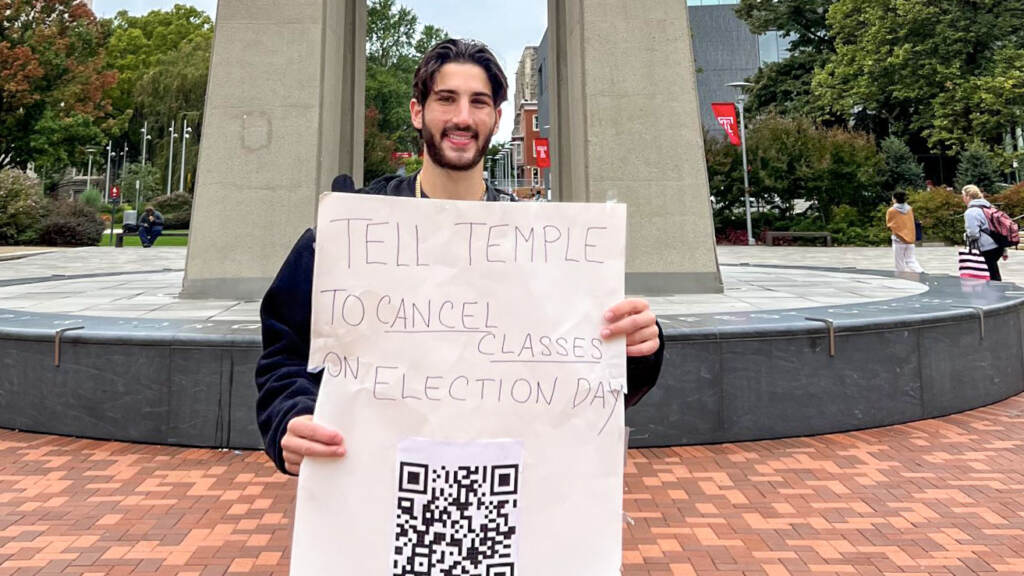 templestudent-electionday-petition-jaredgoldberg Temple student Jared Goldberg collected more than 4,300 signatures on a petition asking the university to cancel classes on Election Day to spur voter participation. (@pj1217/Twitter)