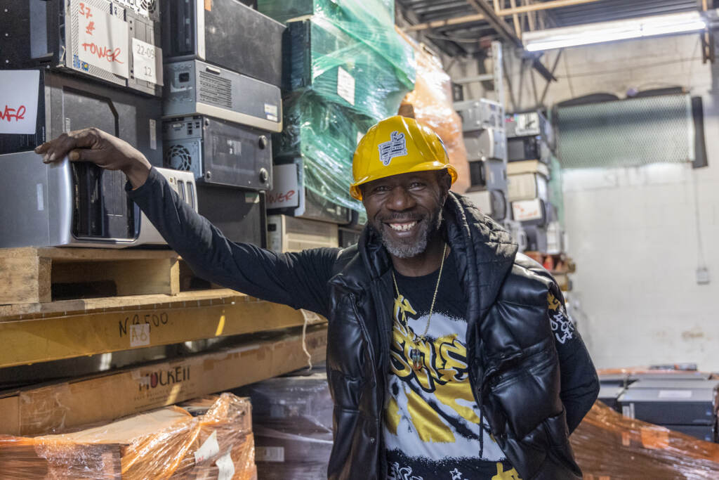 Bill Allen is PAR-Recycle Works’ factory manager. (Kimberly Paynter/WHYY) Bill Allen is PAR-Recycle Works’ factory manager.