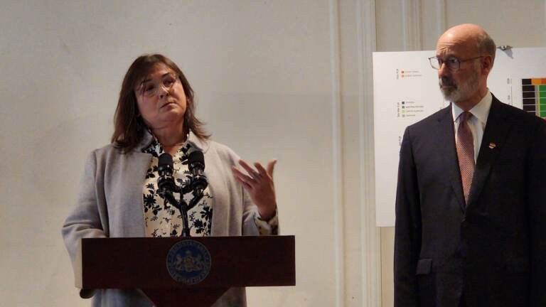 Kira Kinsman explains the transformation of the building. (Tom MacDonald/WHYY)