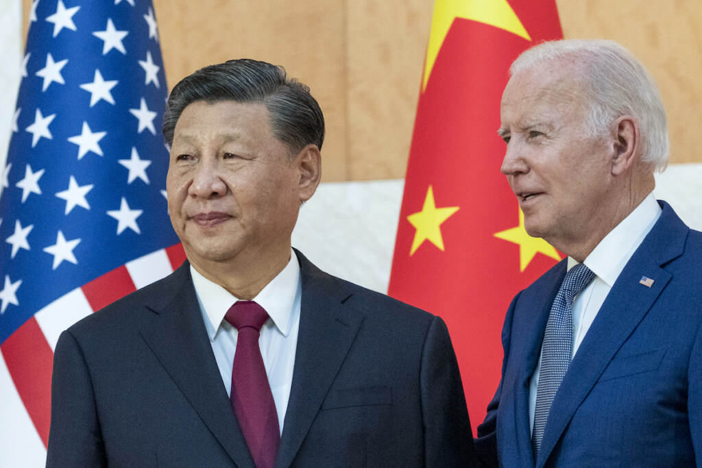 Joe Biden, Xi Jinping U.S. President Joe Biden, right, stands with Chinese President Xi Jinping before a meeting on the sidelines of the G20 summit meeting, Monday, Nov. 14, 2022, in Bali, Indonesia. Biden says Chinese counterpart Xi has agreed to resume crucial talks on climate between the two countries. The Chinese and U.S. leaders met Monday on the sidelines of the Group of 20 summit in Bali. (AP Photo/Alex Brandon)