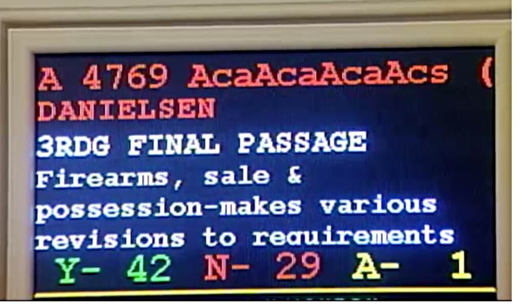 Final vote tally Final tally on the conceal carry bill in the New Jersey Assembly. (N.J. Legislature livestream)
