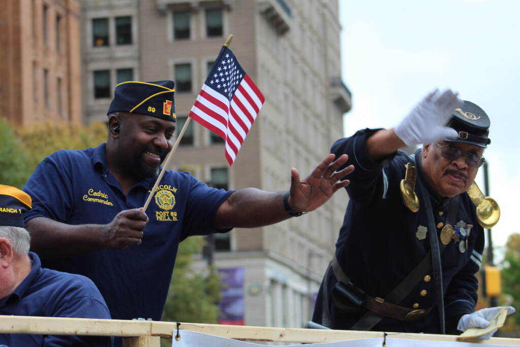 IMG_1339 Veterans waved at parade goers and connected with old friends on floats during the 2022 Philadelphia Veterans Parade on Nov. 6. (Cory Sharber/WHYY)