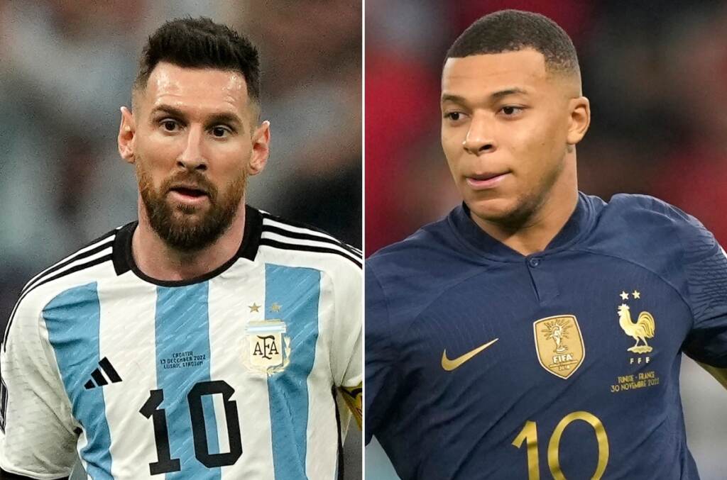 Argentina's Lionel Messi (left) and France's Kylian Mbappe in action during the World Cup. (AP Photo/Martin Meissner and Frank Augstein)