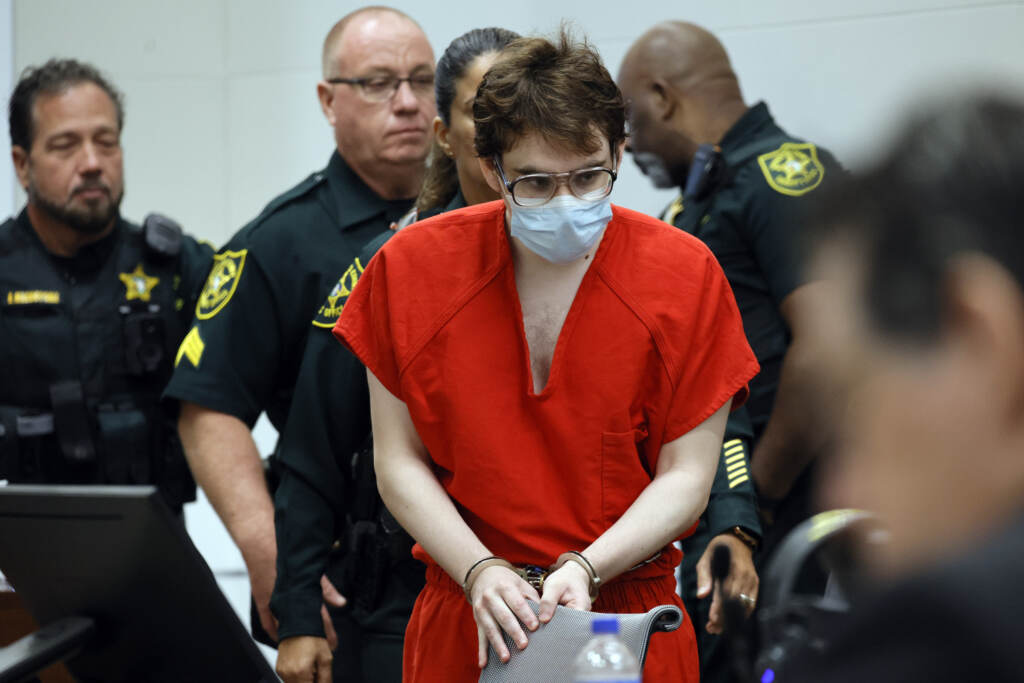 Marjory Stoneman Douglas High School shooter Nikolas Cruz enters the courtroom for a sentencing hearing Tuesday at the Broward County Courthouse. Marjory Stoneman Douglas High School shooter Nikolas Cruz enters the courtroom for a sentencing hearing Tuesday at the Broward County Courthouse. (Amy Beth Bennett/AP)