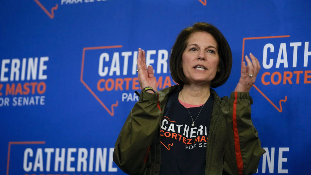 U.S. Sen. Catherine Cortez Masto is seen Monday. The Democrat defeated Adam Laxalt, a Trump-backed Republican and former Nevada attorney general. The win means Democrats retain the U.S. Senate. U.S. Sen. Catherine Cortez Masto is seen Monday. The Democrat defeated Adam Laxalt, a Trump-backed Republican and former Nevada attorney general. The win means Democrats retain the U.S. Senate. (Gregory Bull/AP)
