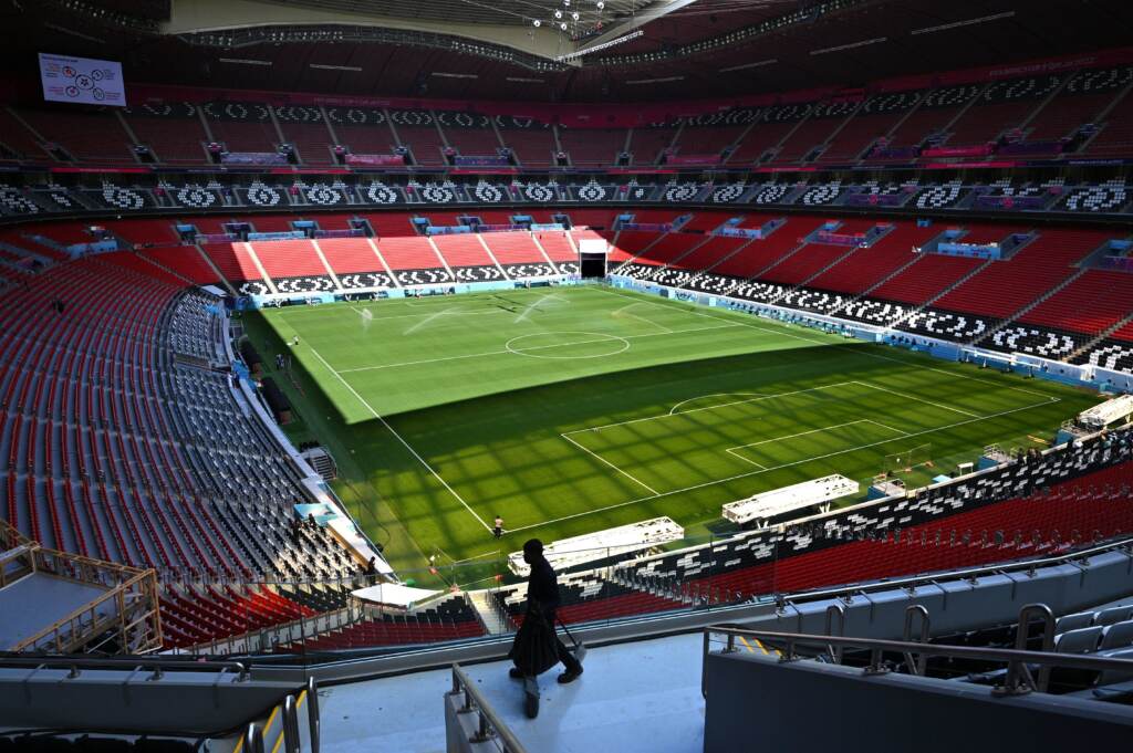 Al-Bayt Stadium in al-Khor hosts the opening game of the 2022 World Cup between host country Qatar and Ecuador. Al-Bayt Stadium in al-Khor hosts the opening game of the 2022 World Cup between host country Qatar and Ecuador. (Gabriel Bouys/AFP via Getty Images)