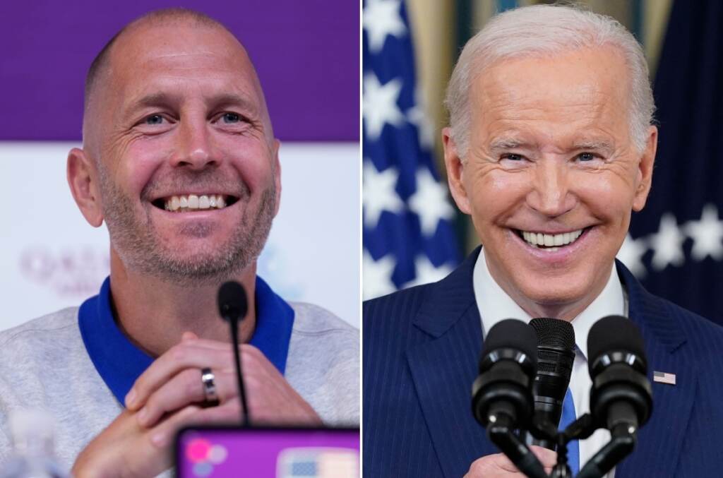 gregg and biden (1) United States men's national soccer tem head coach Gregg Berhalter (left) and President Joe Biden.