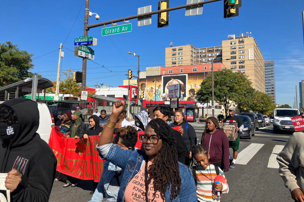 march-s-caiola-2022-11-11 Rahnda Rize, Philadelphia activist and performing artist, participates in the Million Kid March from North Philadelphia to City Hall on Oct. 15.(Sammy Caiola/WHYY)