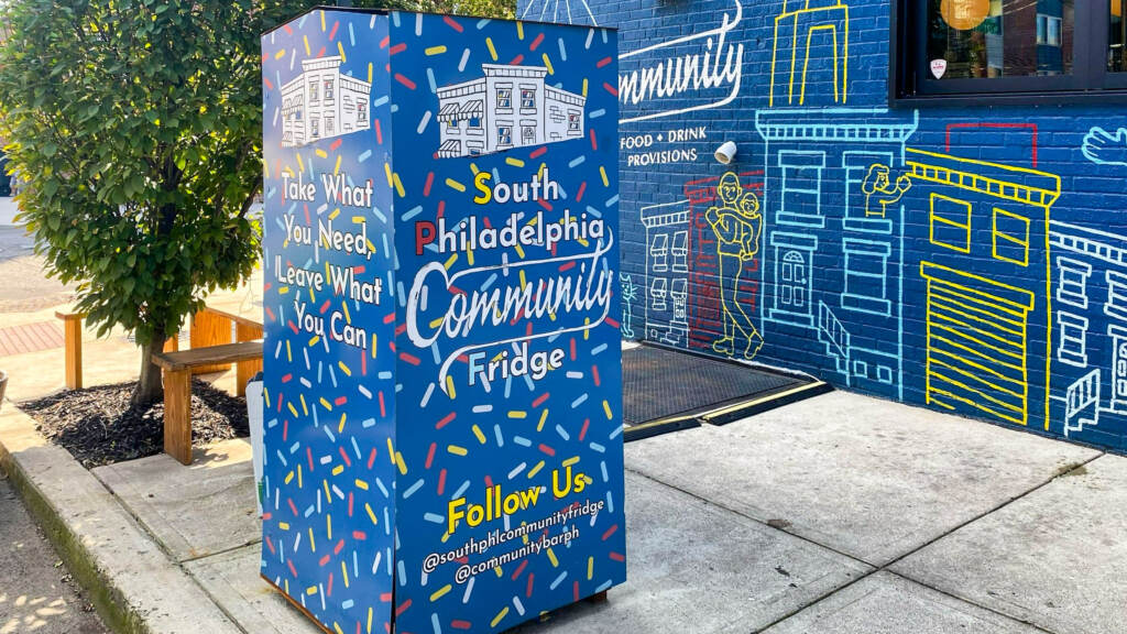 southphillycommunityfridge A box reads South Philadelphia Community Fridge