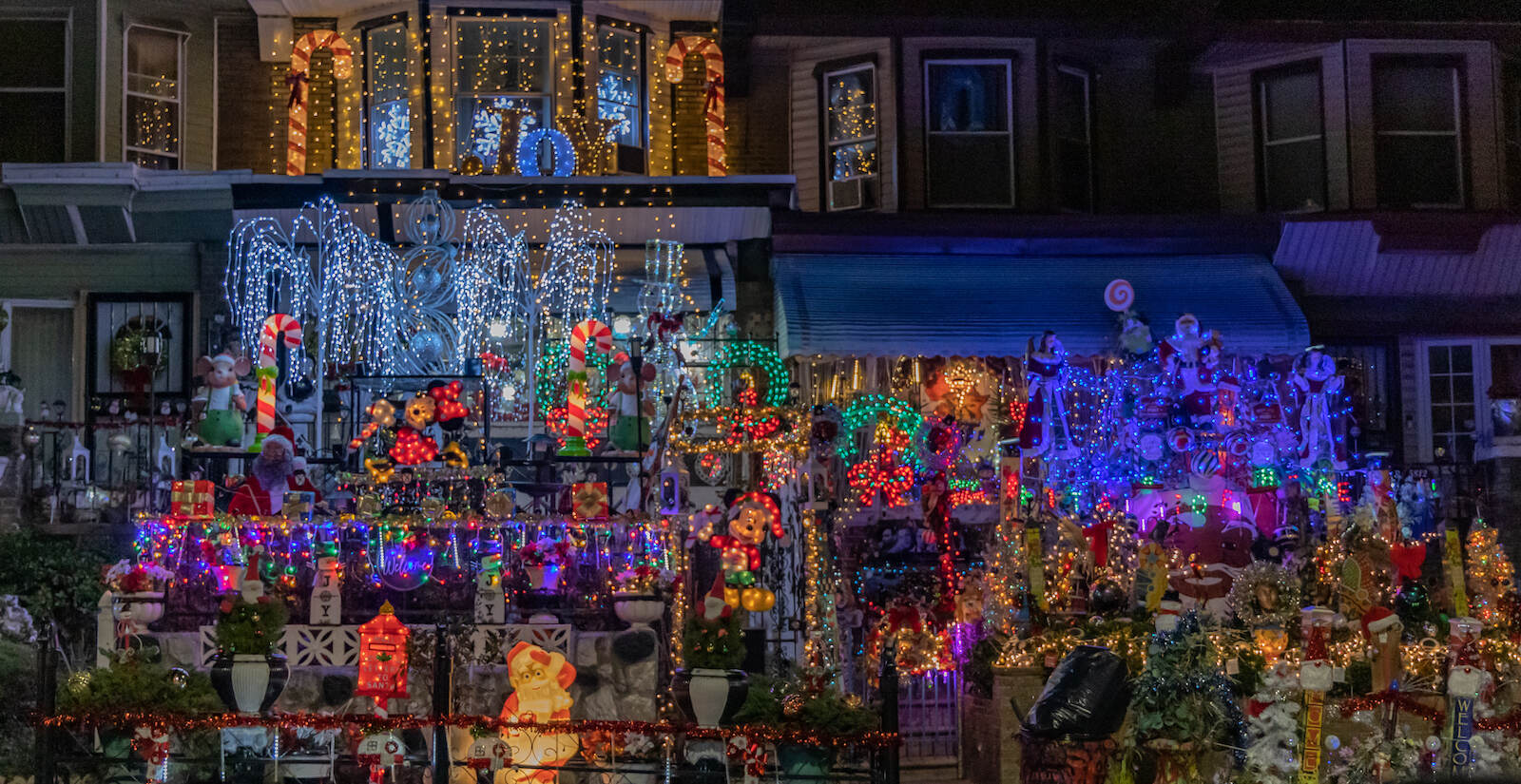 A Cobbs Creek home is adorned with holiday lights