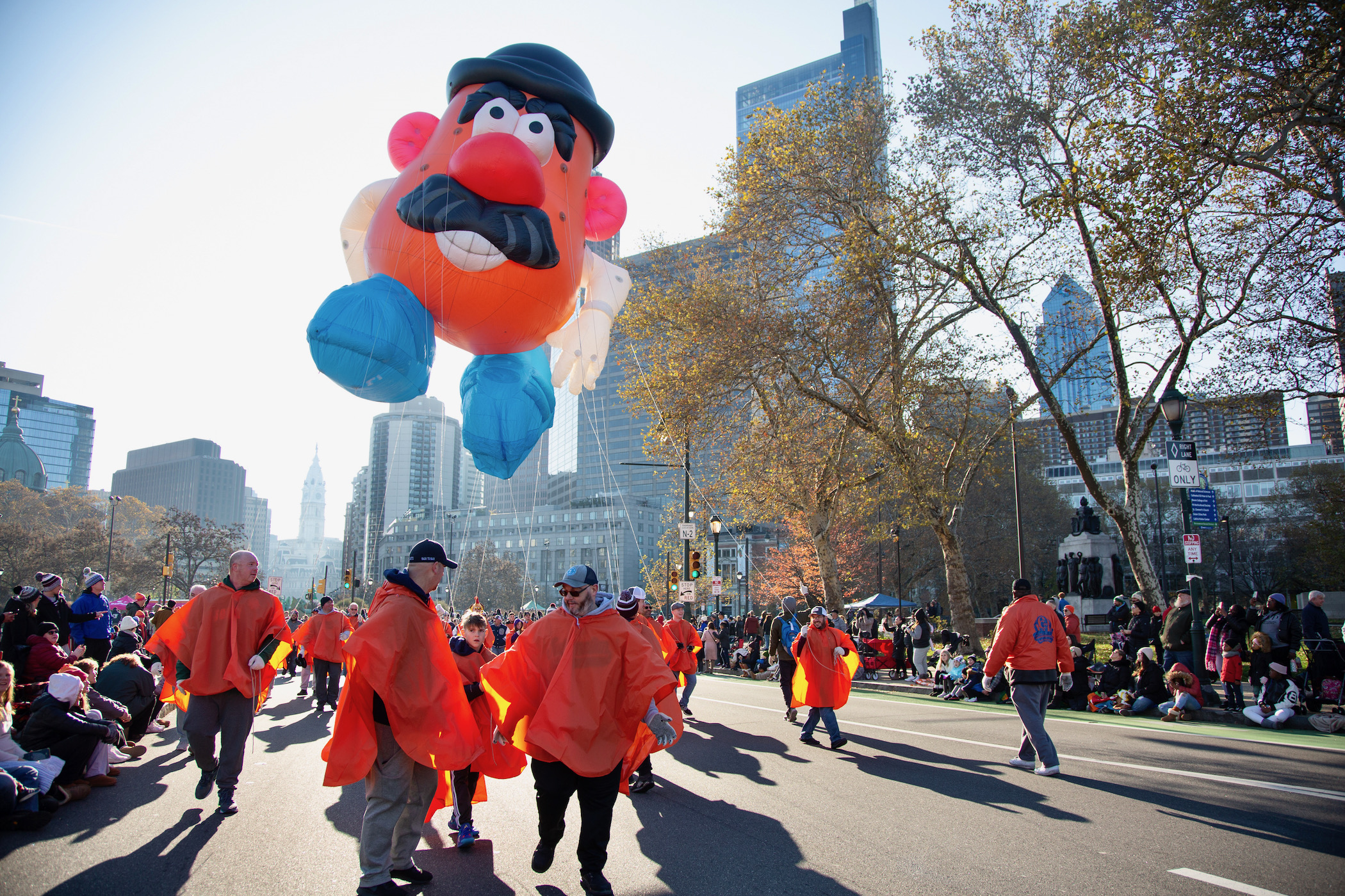 Mister Potato Head appears in balloon form at the 103rd Philadelphia Thanksgiving Day Parade.